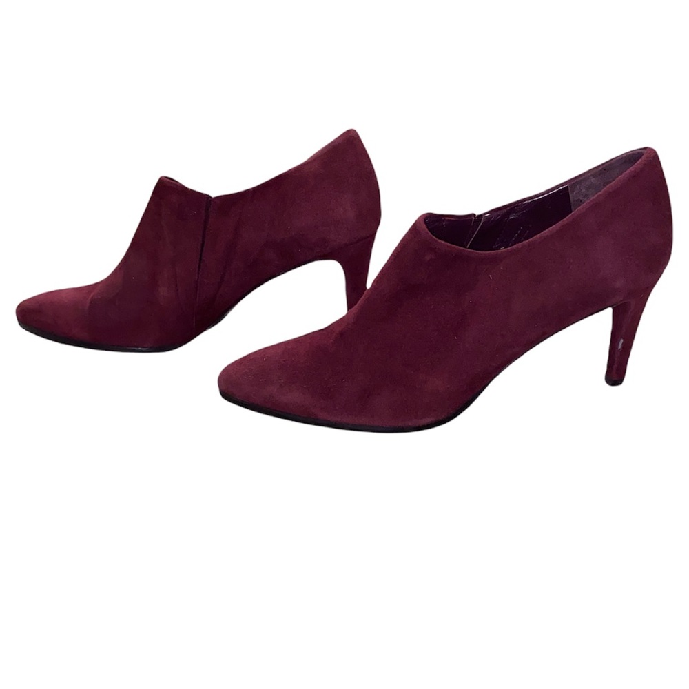 Stuart Weitzman Standin Merlot Wine Suede Ankle Booties Boots- 7 - Picture 3 of 16